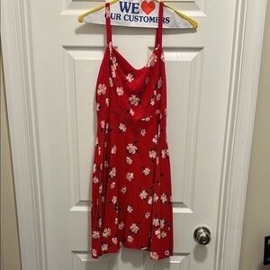 Old Navy Red Floral Midi Dress